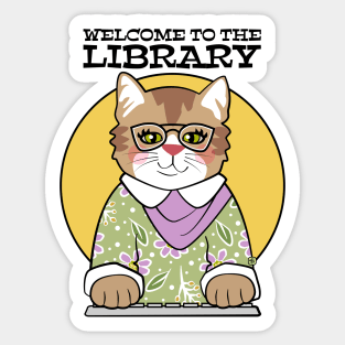 Library Welcome Pretty Cat Librarian Sticker